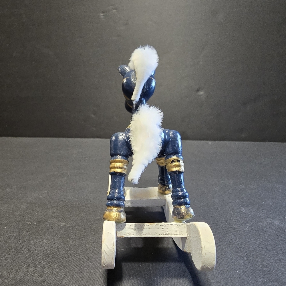 Vtg Christmas Rocking Horse Ornaments 2 Painted Wood, 1 Plastic - Picture 5 of 16
